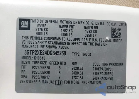 2013 GMC Sierra 1500 Denali from USA, damaged, VIN 3GTP2XE24DG345268